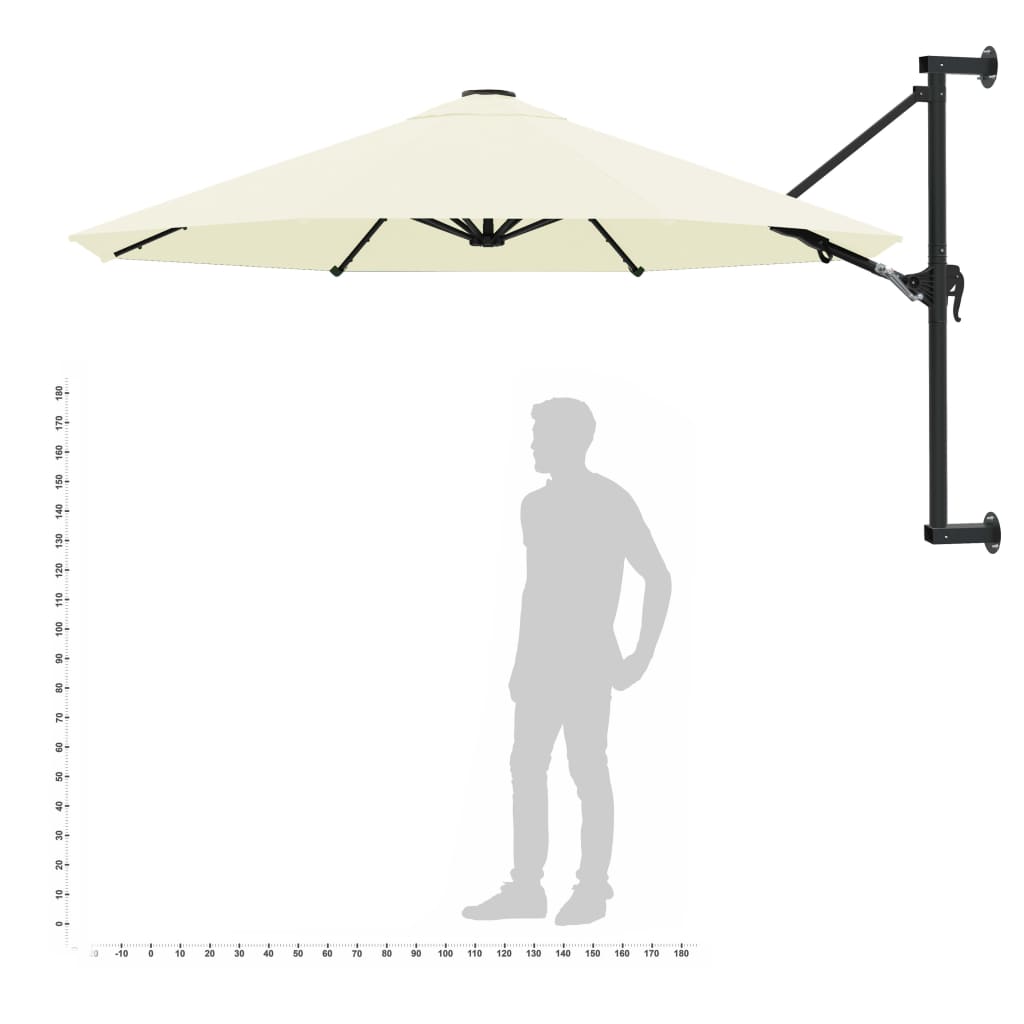 vidaXL Parasol ścienny na metalowym słupku, 300 cm, piaskowy