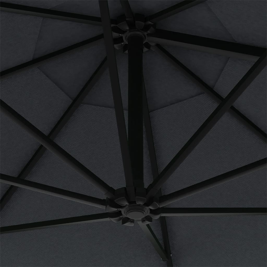 vidaXL Parasol ścienny na metalowym słupku, 300 cm, antracytowy