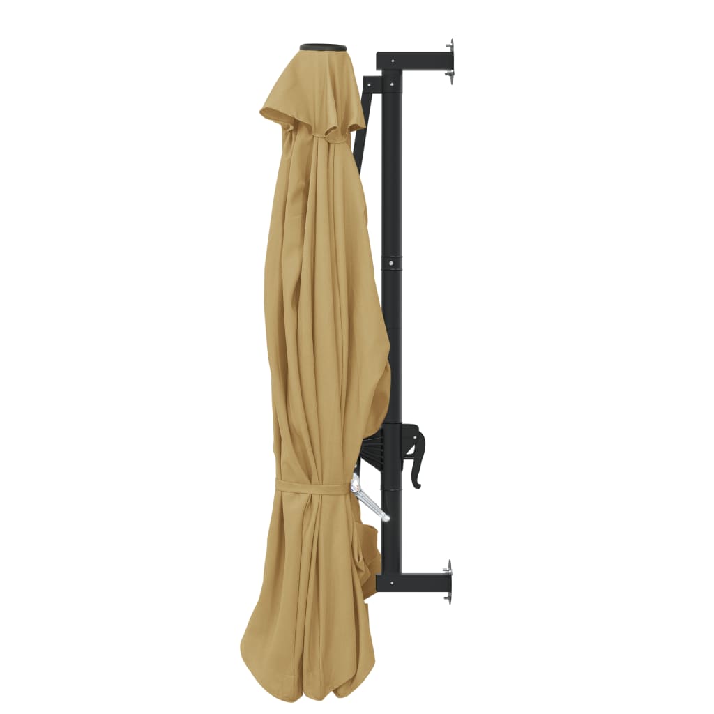 vidaXL Parasol ścienny na metalowym słupku, 300 cm, kolor taupe