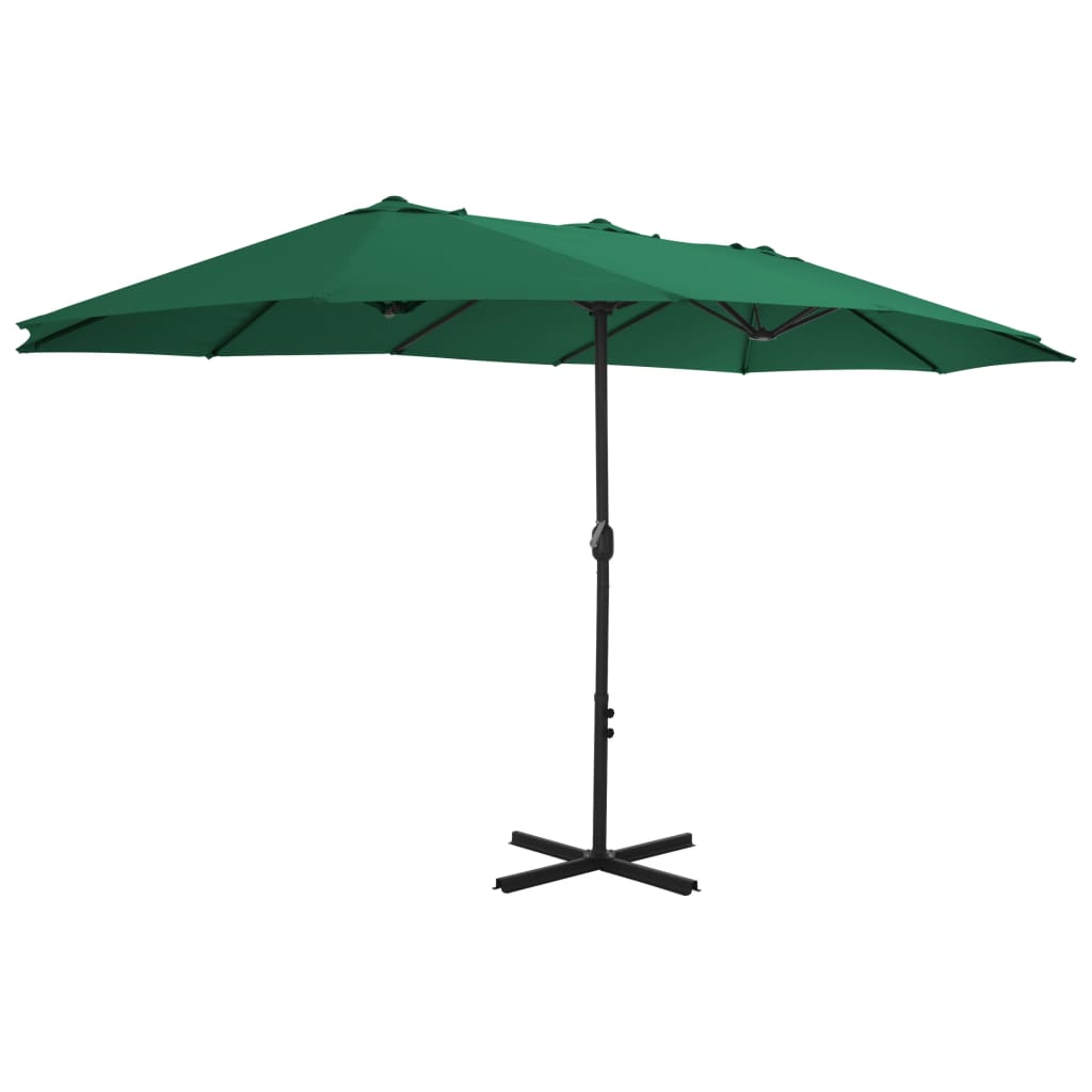 vidaXL Parasol ogrodowy na słupku aluminiowym, 460 x 270 cm, zielony