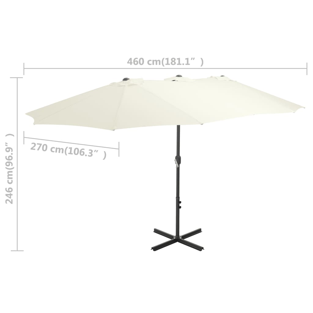 vidaXL Parasol ogrodowy na słupku aluminiowym, 460 x 270 cm, piaskowy