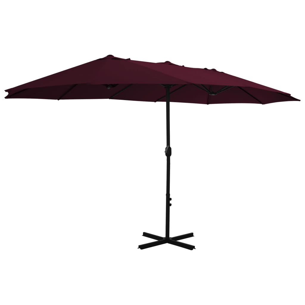 vidaXL Parasol ogrodowy na słupku aluminiowym, 460 x 270 cm, bordowy