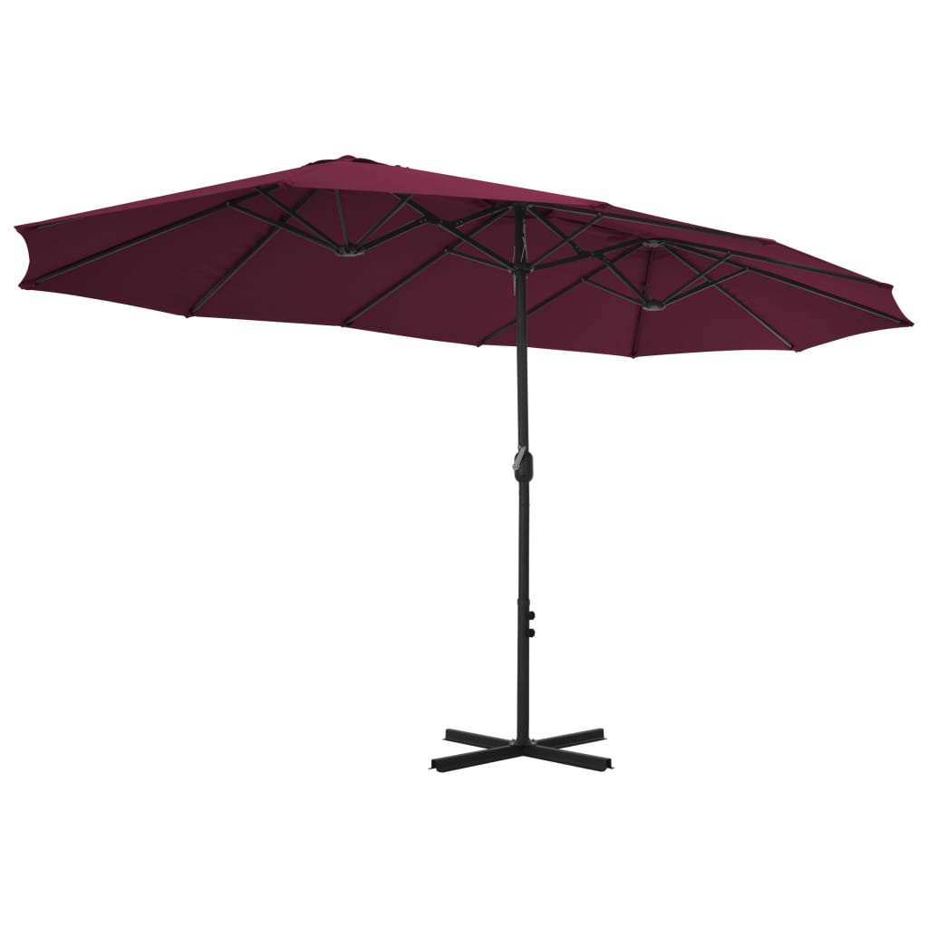 vidaXL Parasol ogrodowy na słupku aluminiowym, 460 x 270 cm, bordowy