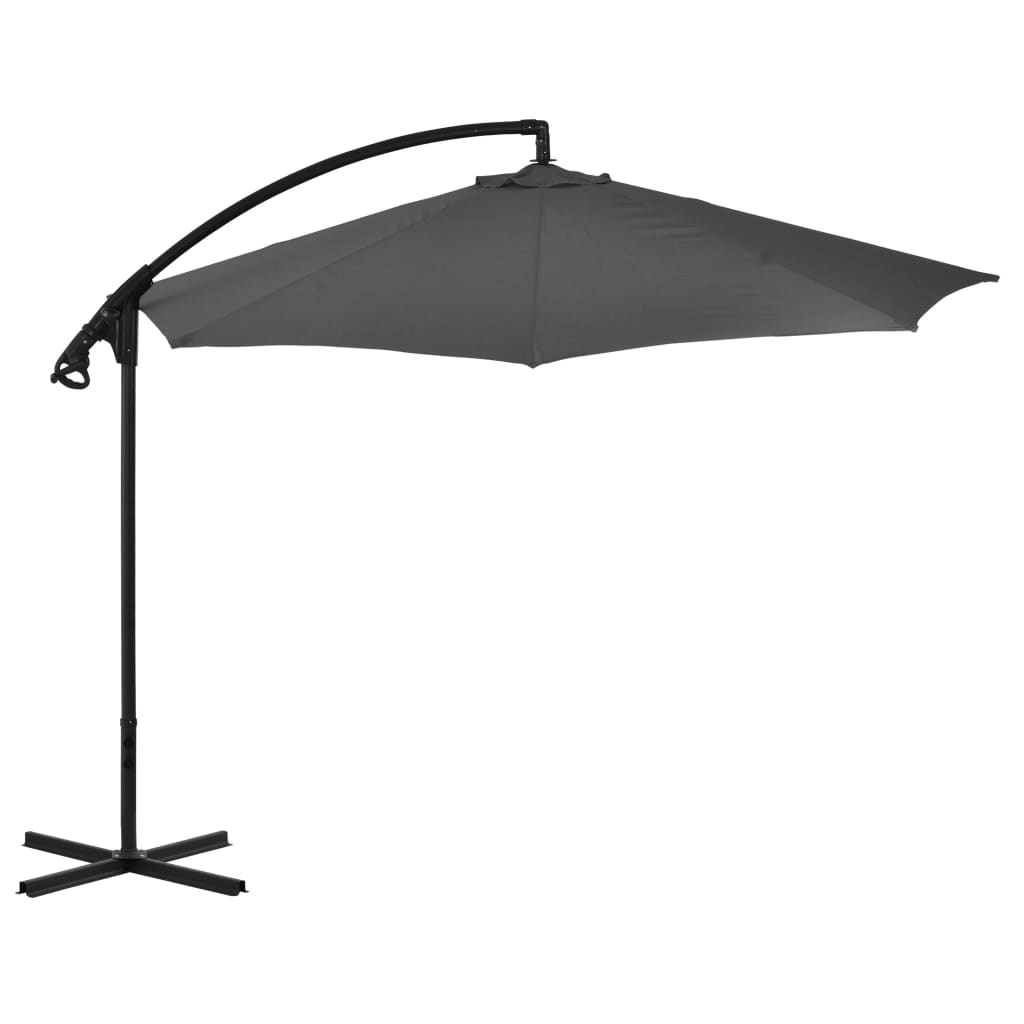 vidaXL Parasol wiszący ze stalowym słupkiem, 300 cm, antracytowy