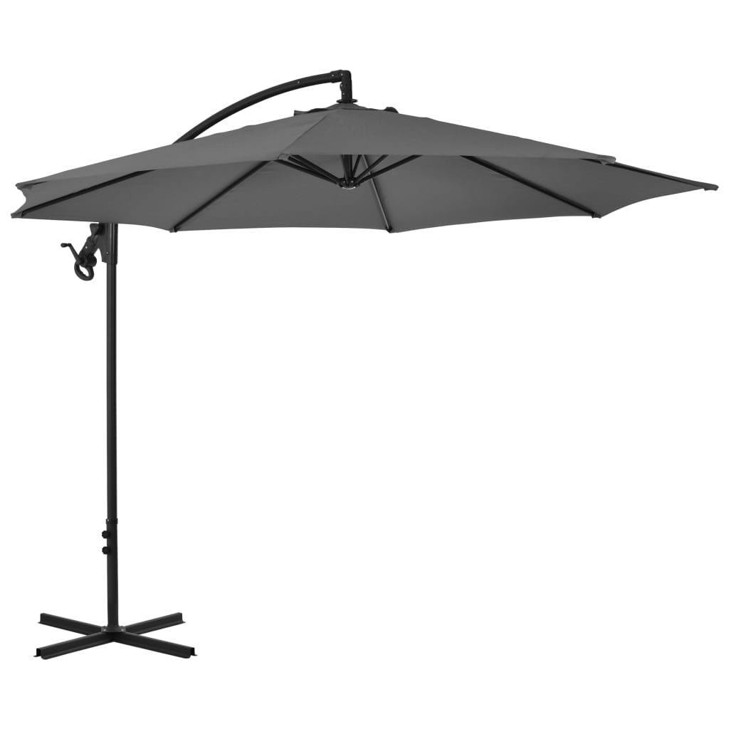 vidaXL Parasol wiszący ze stalowym słupkiem, 300 cm, antracytowy
