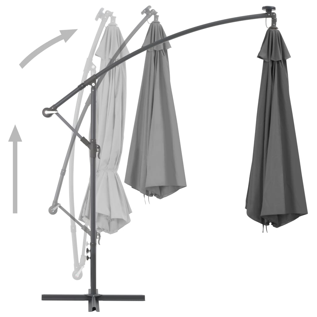 vidaXL Parasol wiszący ze stalowym słupkiem, 300 cm, antracytowy