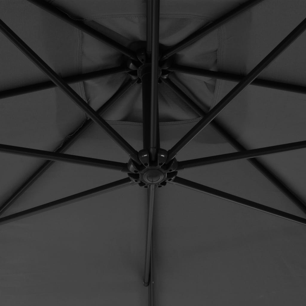 vidaXL Parasol wiszący ze stalowym słupkiem, 300 cm, antracytowy