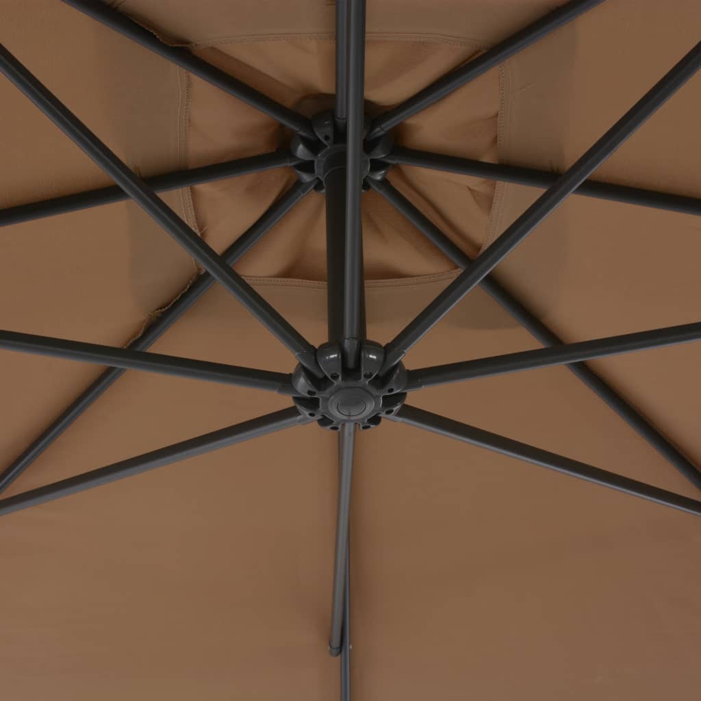 vidaXL Parasol wiszący ze stalowym słupkiem, 300 cm, taupe