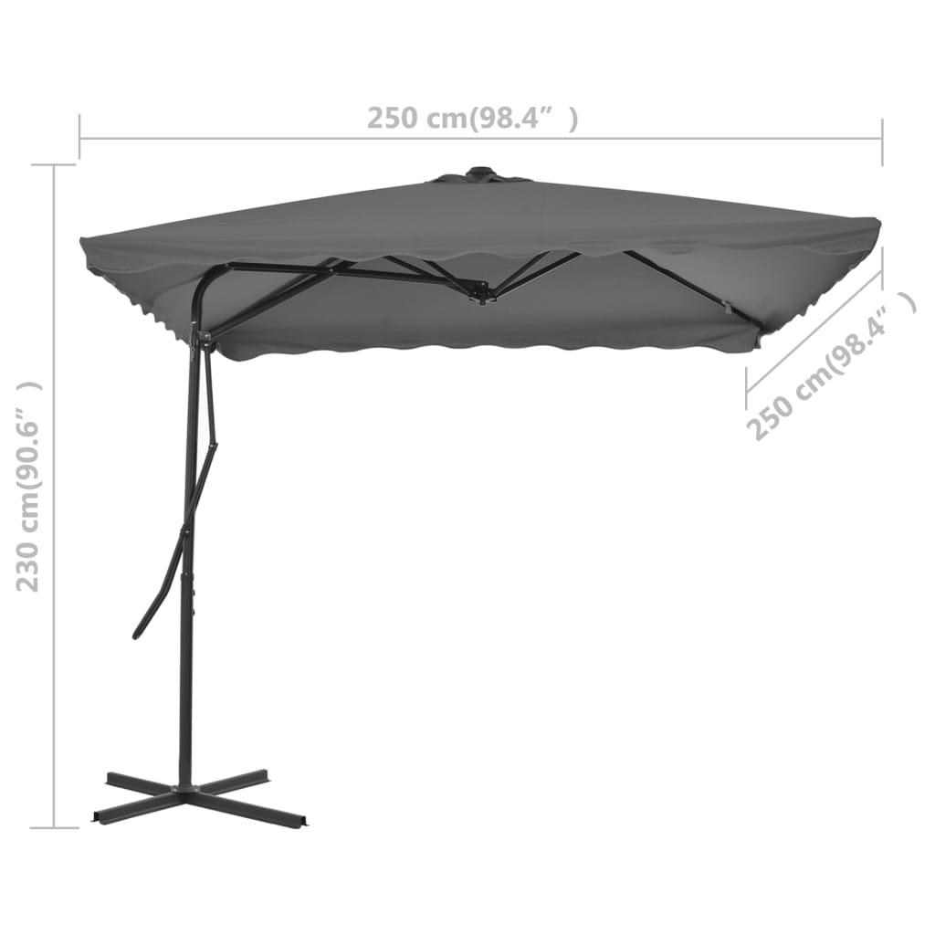 vidaXL Parasol ogrodowy na słupku stalowym, 250 x 250 cm, antracytowy