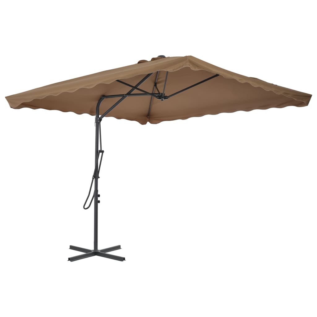 vidaXL Parasol ogrodowy na słupku stalowym, 250 x 250 cm, kolor taupe
