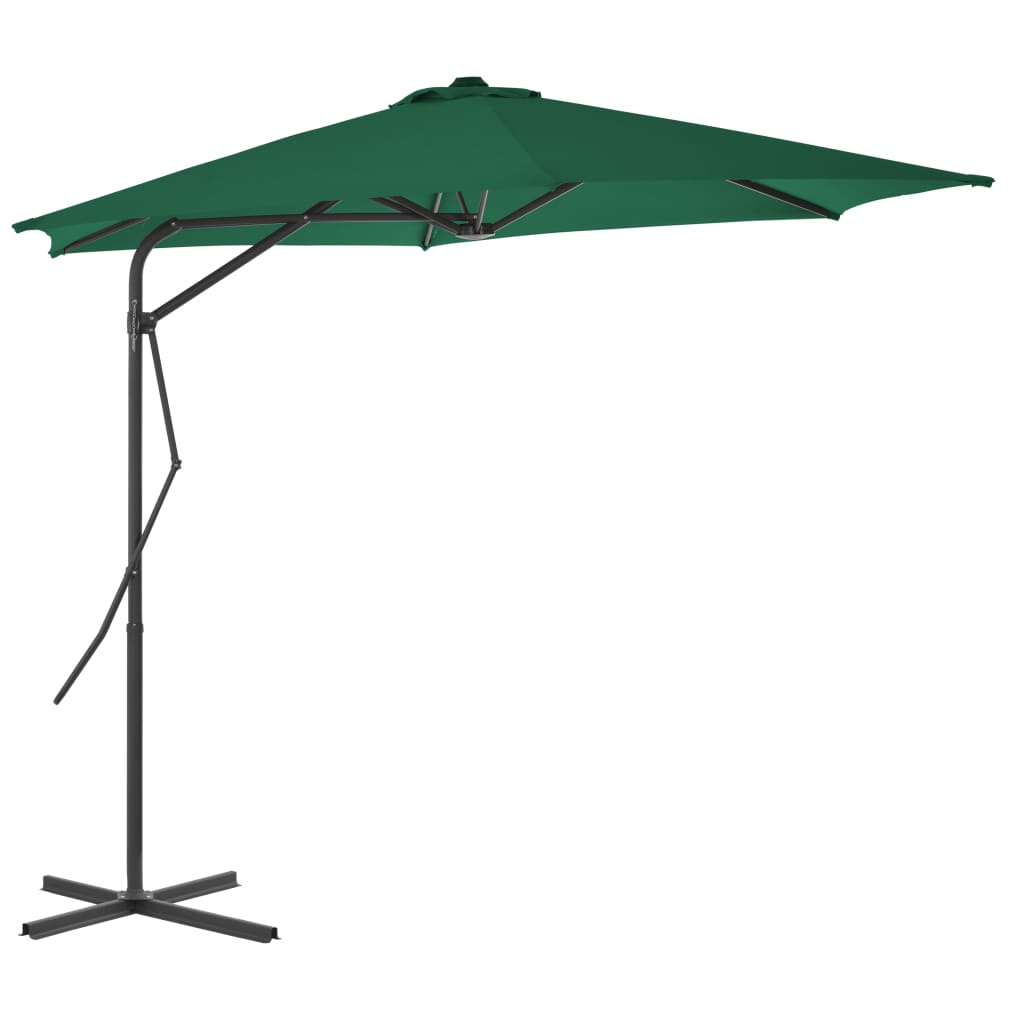 vidaXL Parasol ogrodowy na słupku stalowym, 300 cm, zielony