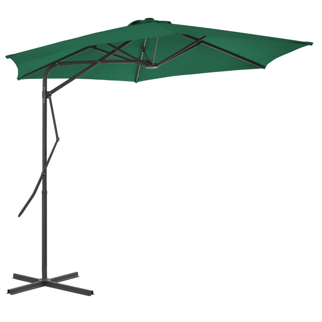 vidaXL Parasol ogrodowy na słupku stalowym, 300 cm, zielony