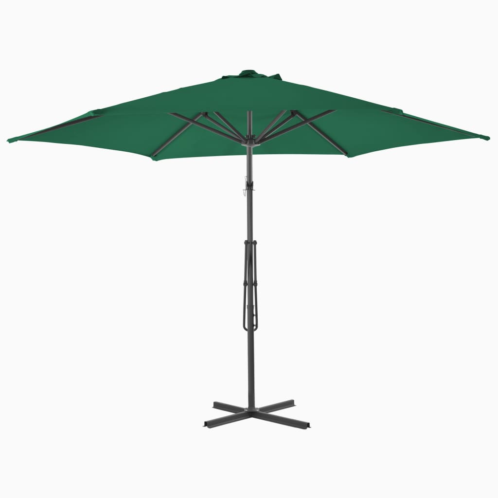 vidaXL Parasol ogrodowy na słupku stalowym, 300 cm, zielony
