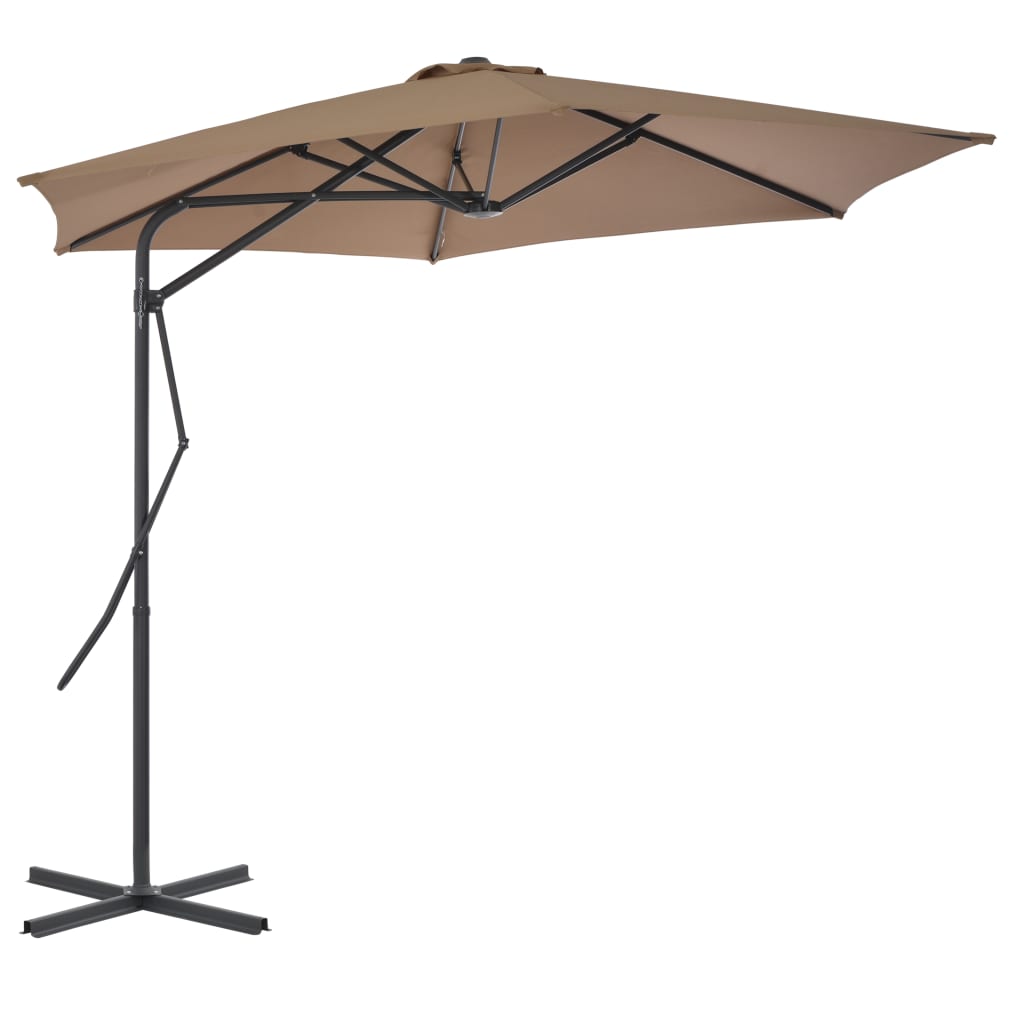 vidaXL Parasol ogrodowy na słupku stalowym, 300 cm, kolor taupe