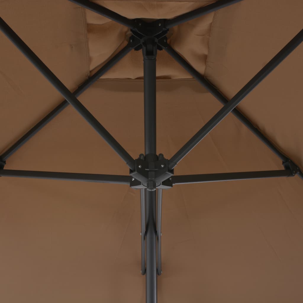 vidaXL Parasol ogrodowy na słupku stalowym, 300 cm, kolor taupe