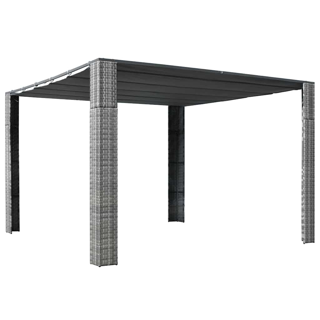 vidaXL Altana z dachem, polirattan, 300x300x220cm, szary i antracytowy