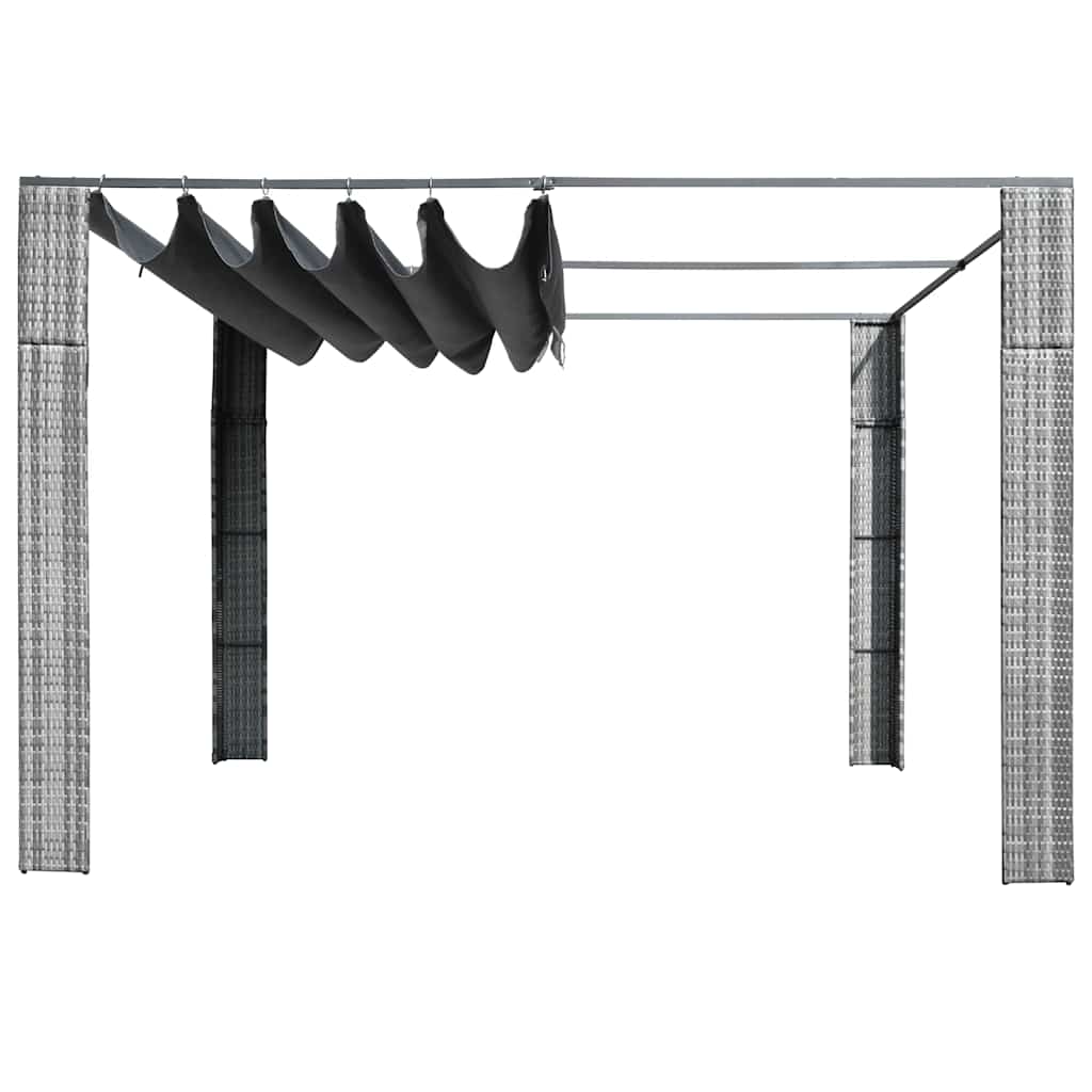 vidaXL Altana z dachem, polirattan, 300x300x220cm, szary i antracytowy
