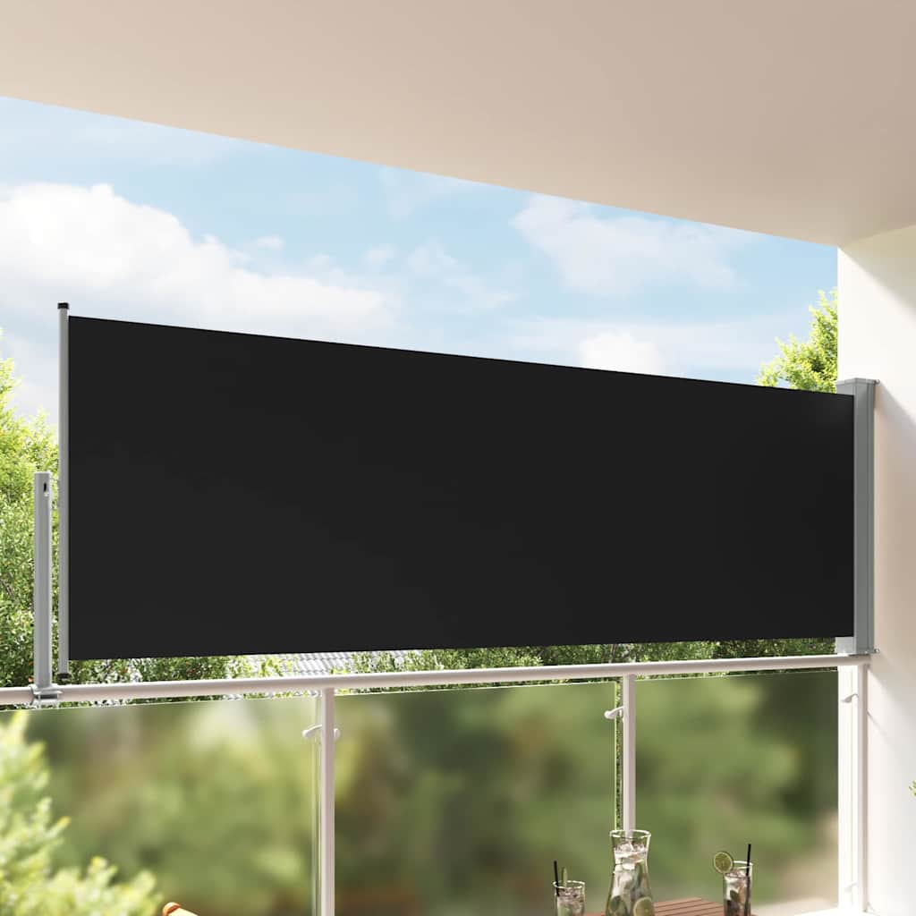 vidaXL Tarasowa, zwijana markiza boczna, 120 x 300 cm, czarna