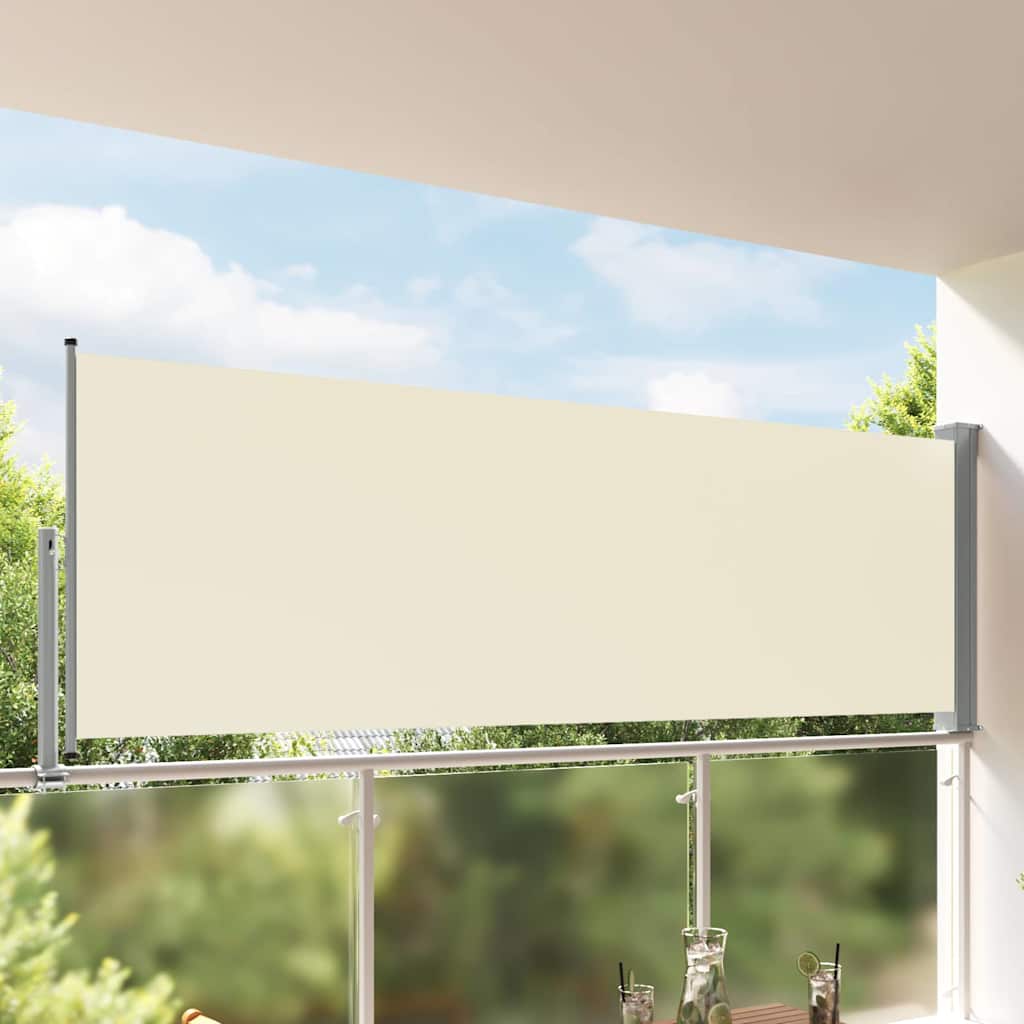 vidaXL Tarasowa, zwijana markiza boczna, 120 x 300 cm, kremowa