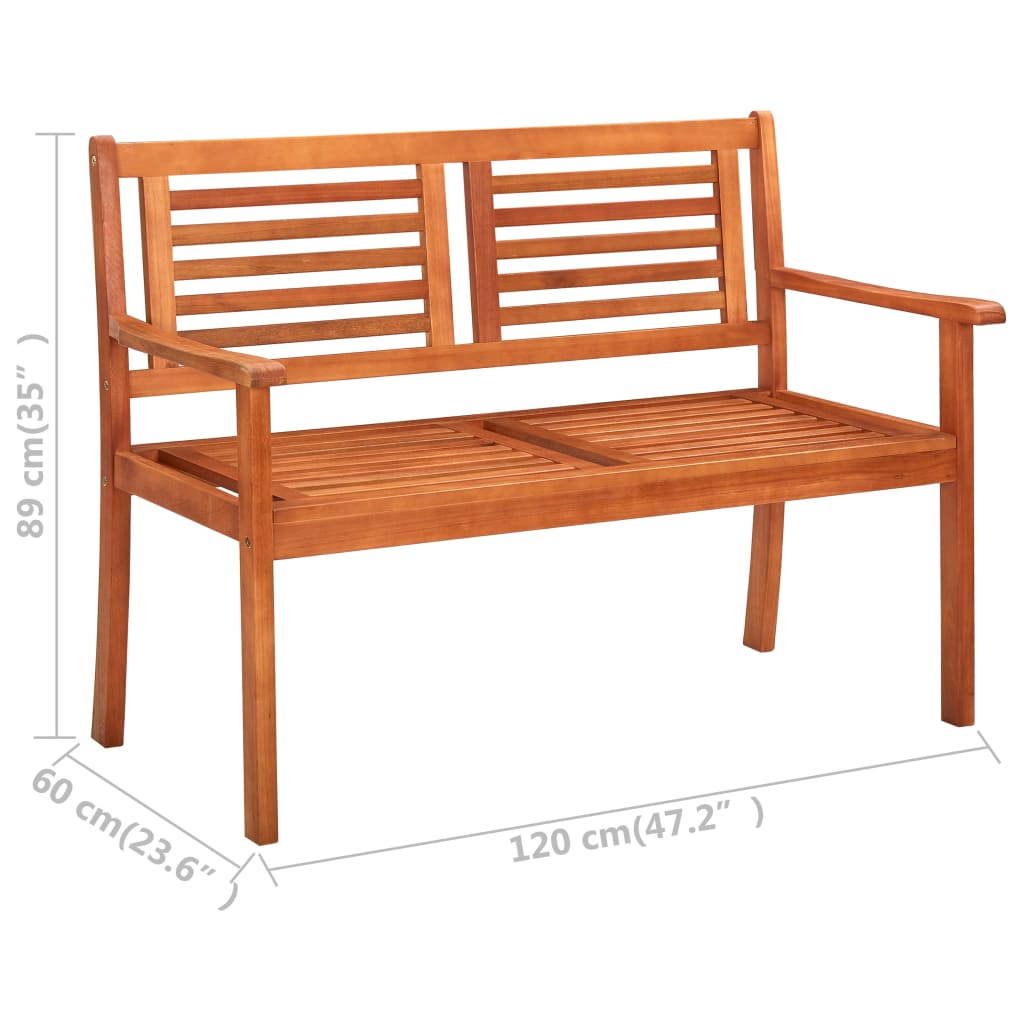 vidaXL Dwuosobowa ławka ogrodowa, 120 cm, lite drewno eukaliptusowe