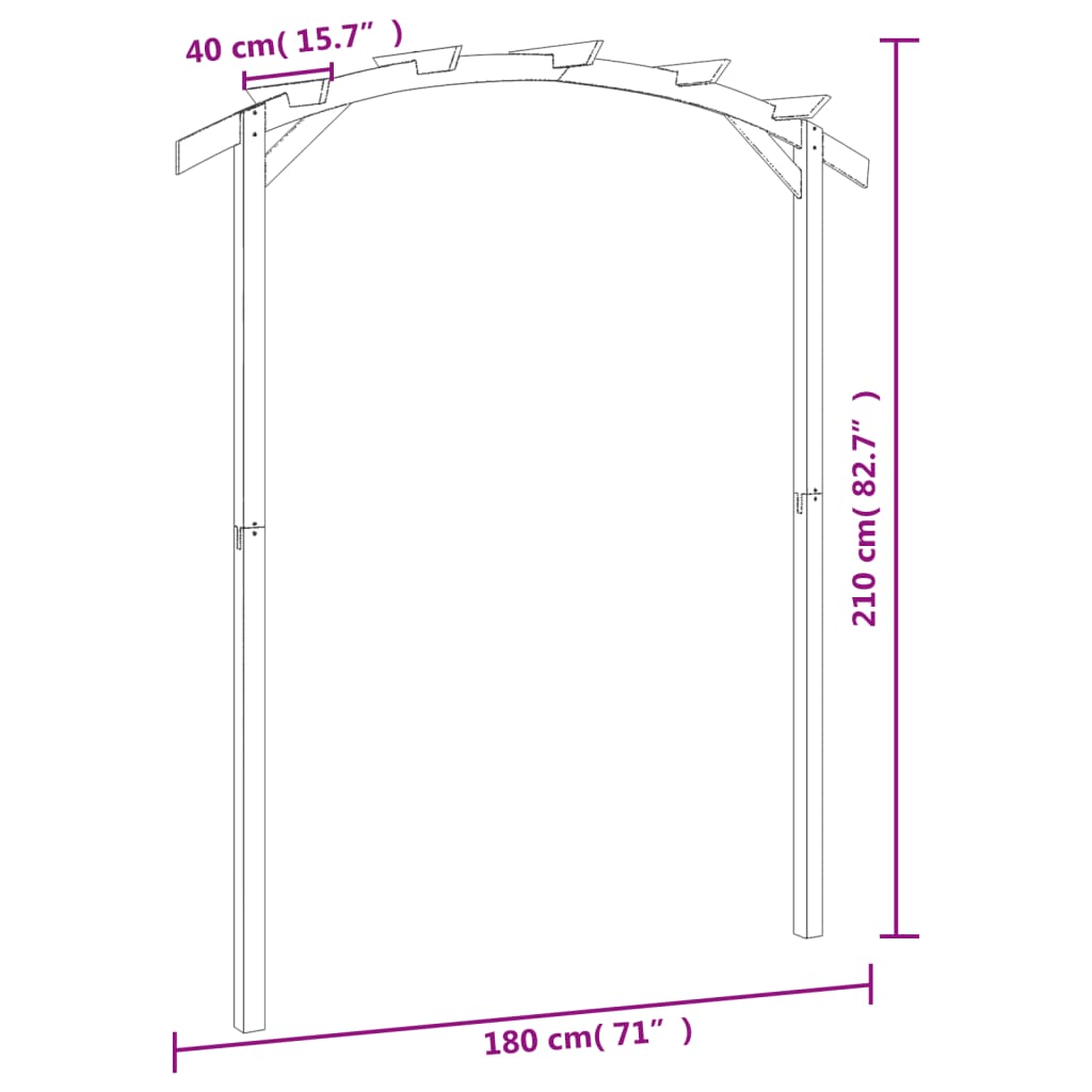 vidaXL Pergola ogrodowa, impregnowane drewno sosnowe, 180x210x40cm