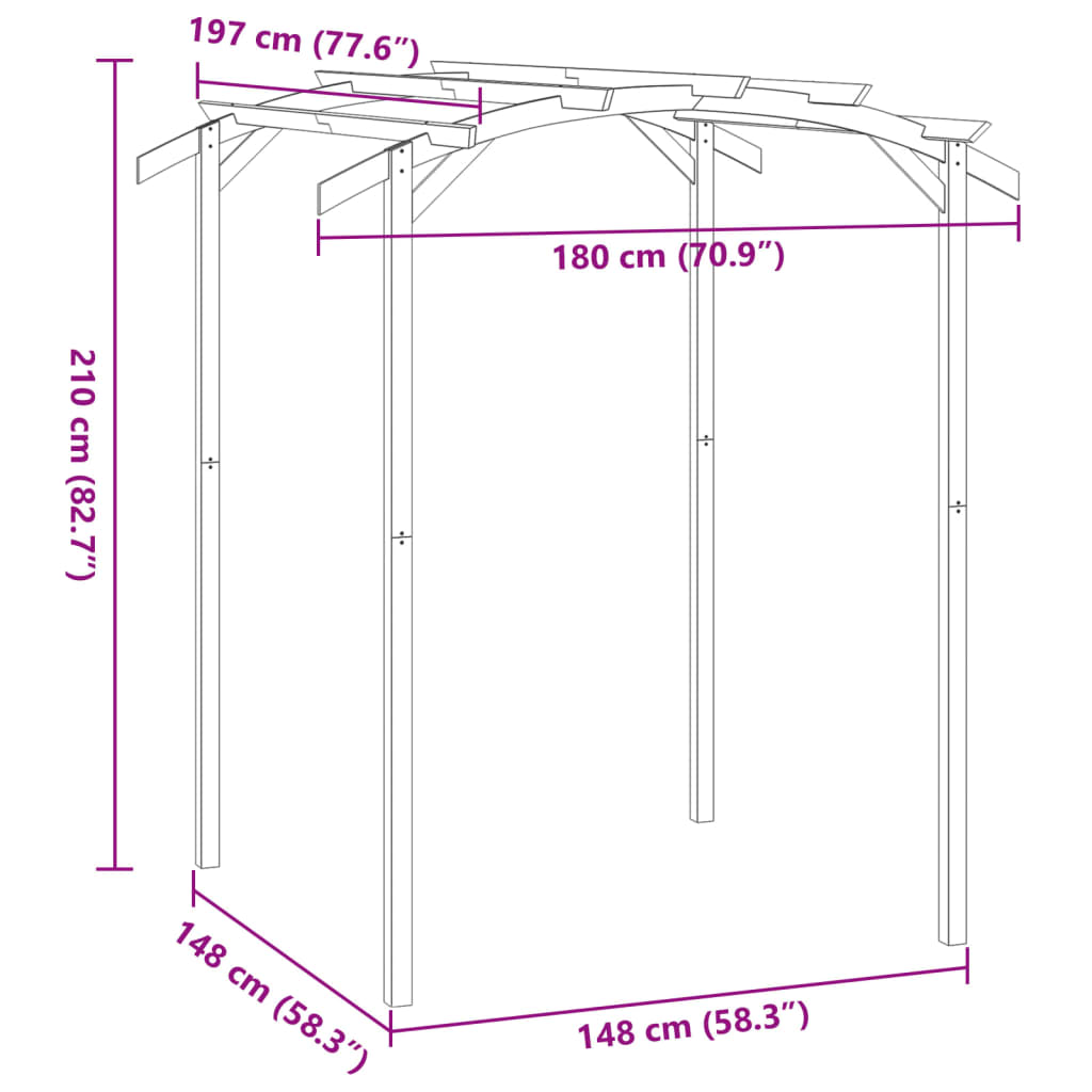 vidaXL Pergola ogrodowa, impregnowana sosna, 180x197x210 cm