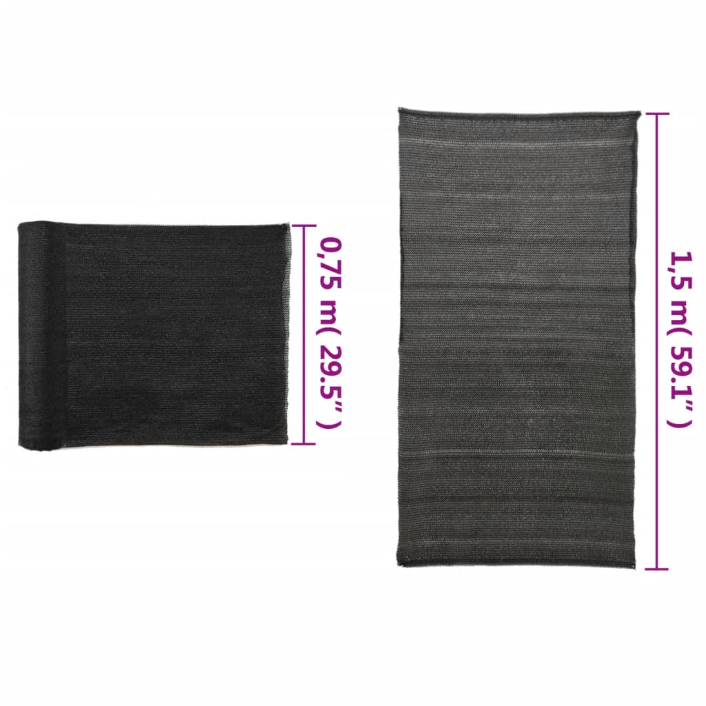 vidaXL Siatka osłaniająca HDPE, 1,5x25 m, czarna
