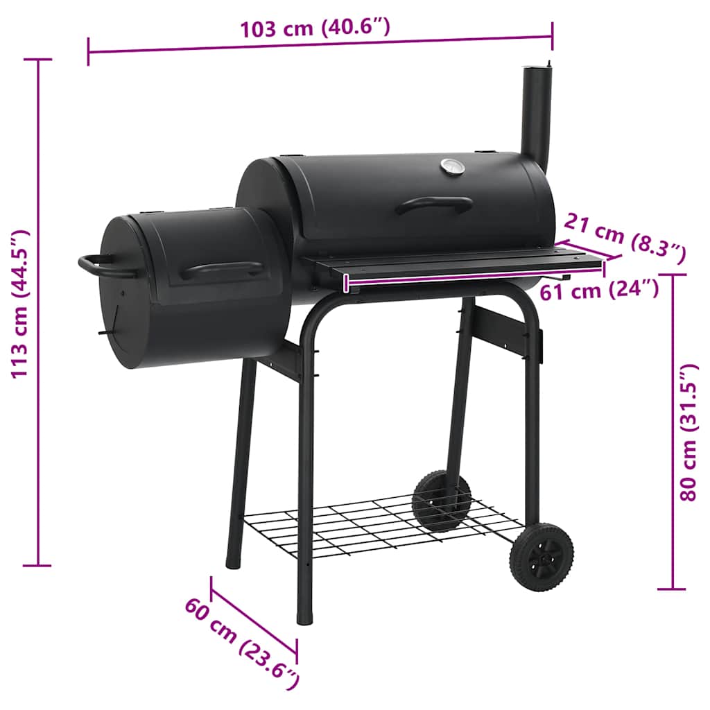 vidaXL Klasyczny grill z wędzarnią na węgiel drzewny
