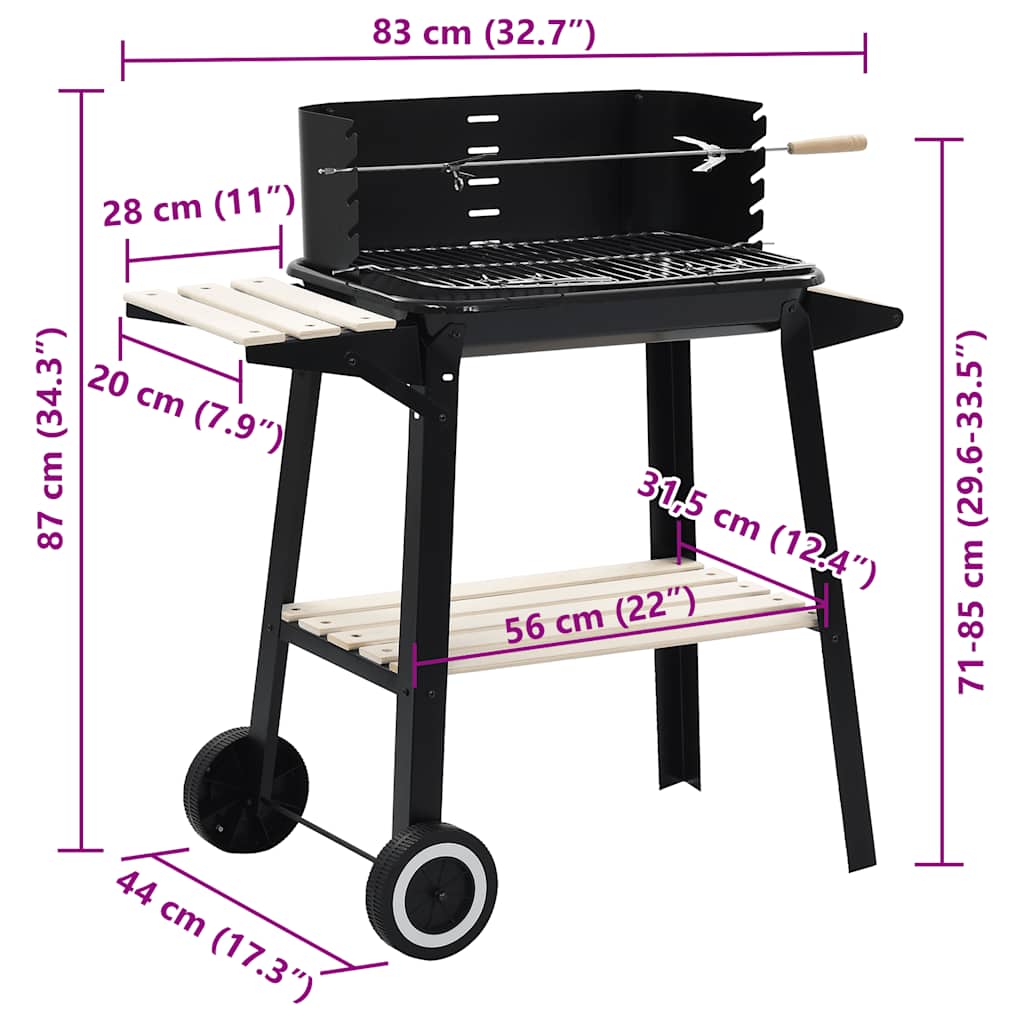 vidaXL Stojak z kołami, na grill węglowy