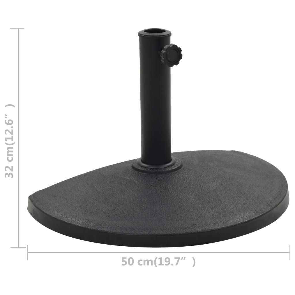 vidaXL Podstawa pod parasol ogrodowy, półokrągła, żywica, 9 kg, czarna