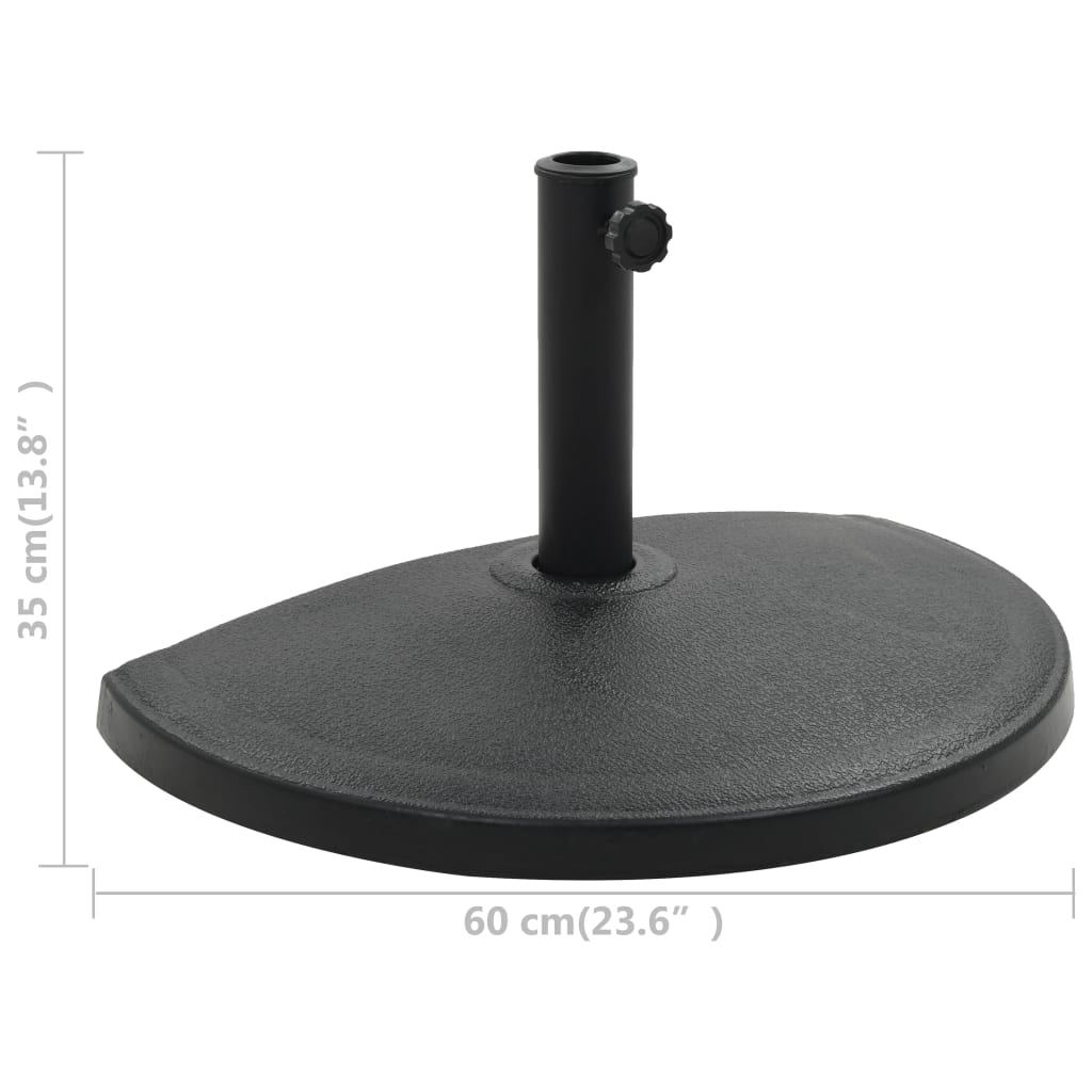 vidaXL Podstawa na parasol ogrodowy, półokrągła, żywica, 15 kg, czarna