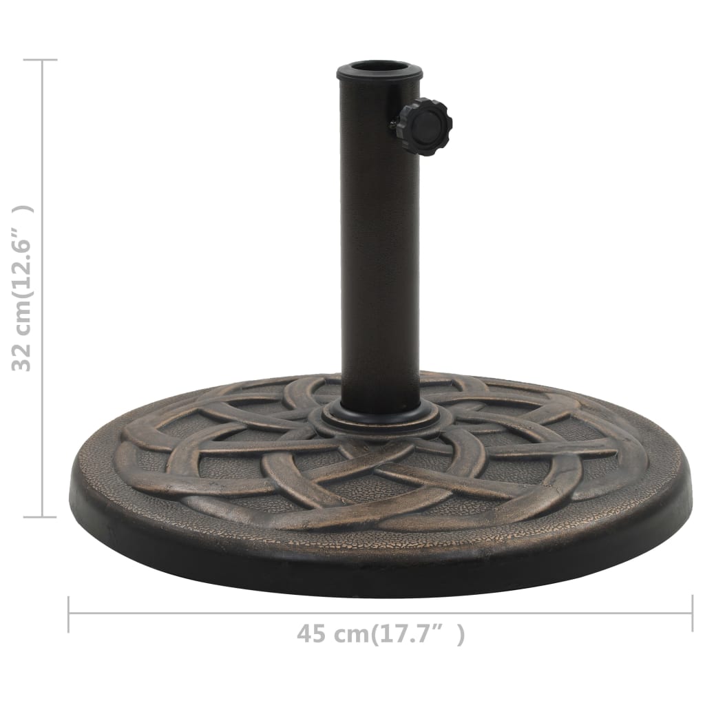 vidaXL Podstawa pod parasol ogrodowy, okrągła, żywica, 11 kg, brąz
