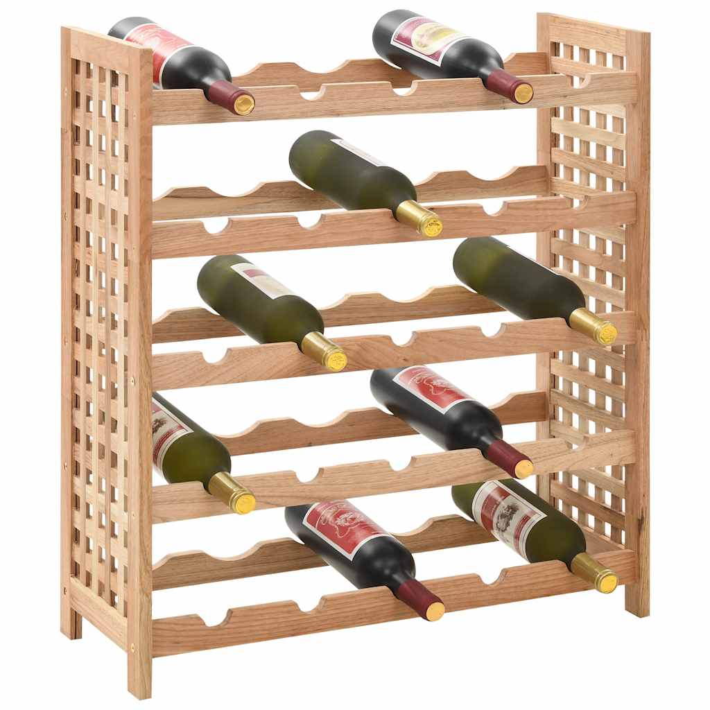 vidaXL Stojak na 25 butelek wina, lite drewno orzechowe, 63x25x73 cm