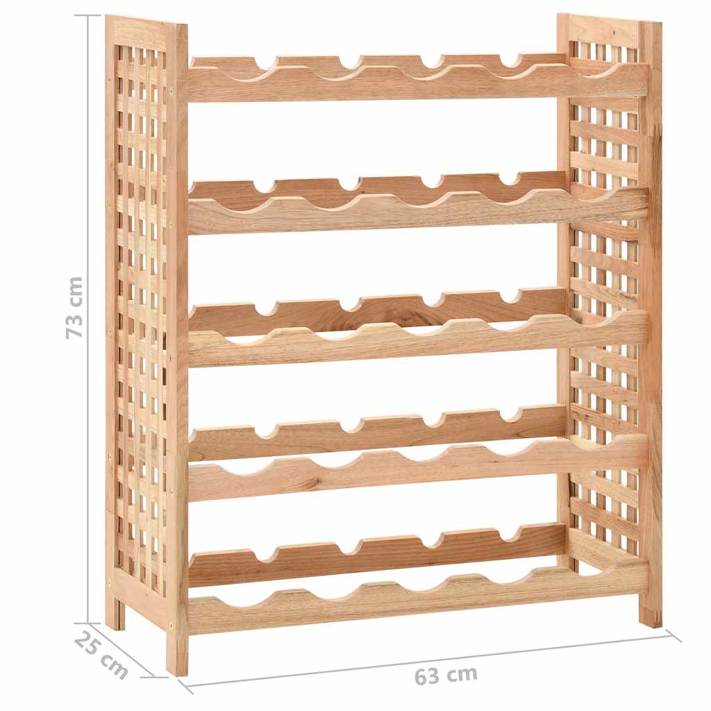 vidaXL Stojak na 25 butelek wina, lite drewno orzechowe, 63x25x73 cm