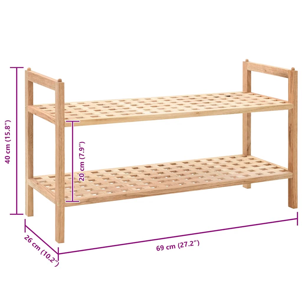vidaXL Półka na buty z drewna orzecha włoskiego, 69 x 26 x 40 cm