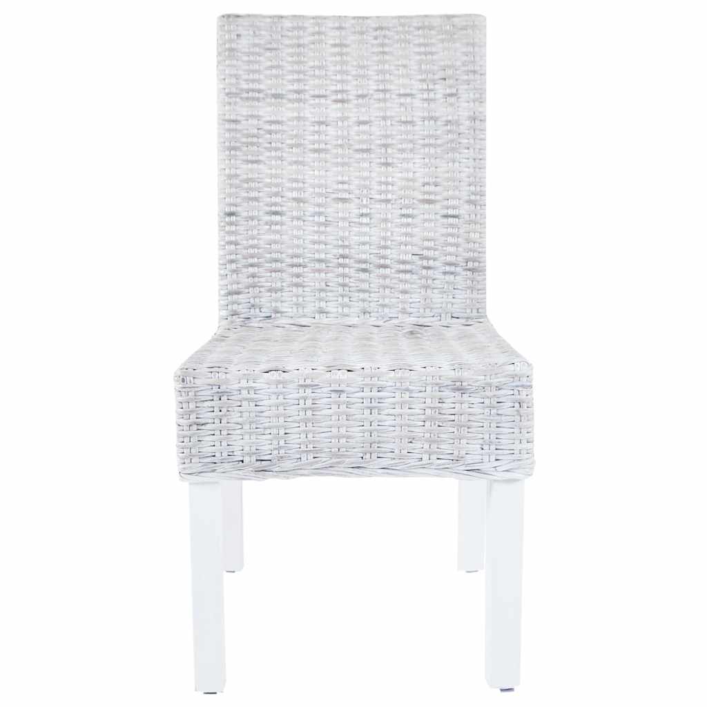 vidaXL Krzesła stołowe, 4 szt., biały, rattan Kubu i drewno mango