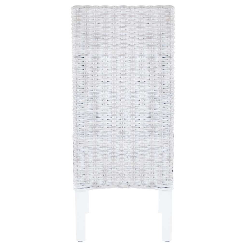 vidaXL Krzesła stołowe, 4 szt., biały, rattan Kubu i drewno mango