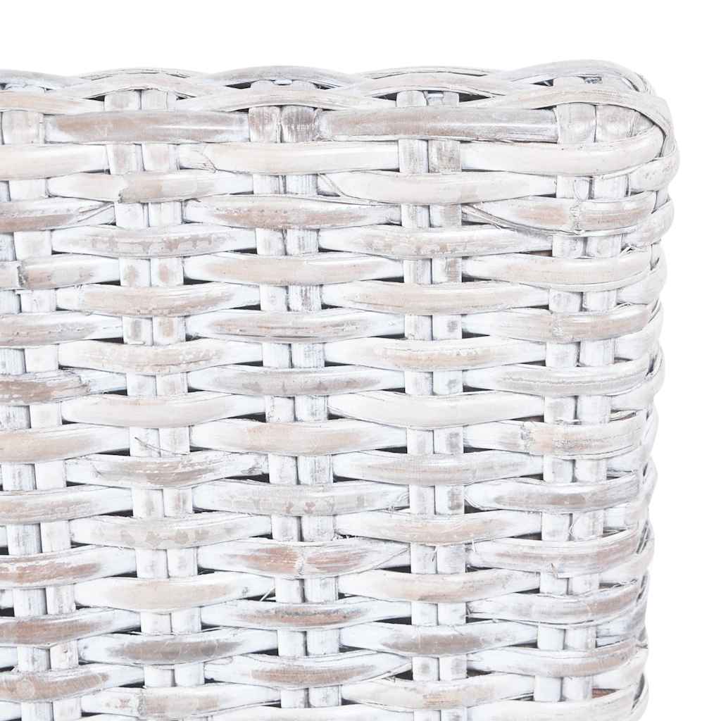 vidaXL Krzesła stołowe, 4 szt., biały, rattan Kubu i drewno mango