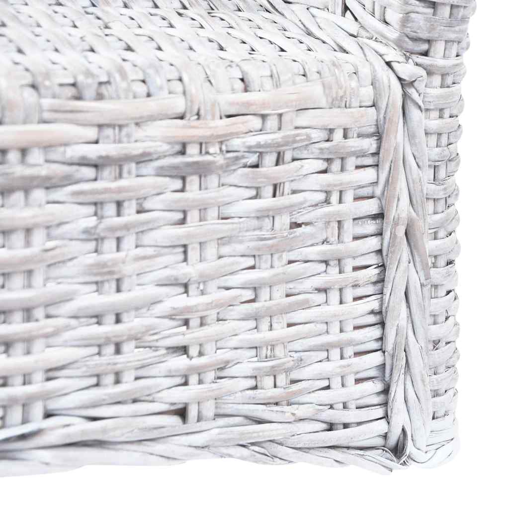 vidaXL Krzesła stołowe, 4 szt., biały, rattan Kubu i drewno mango