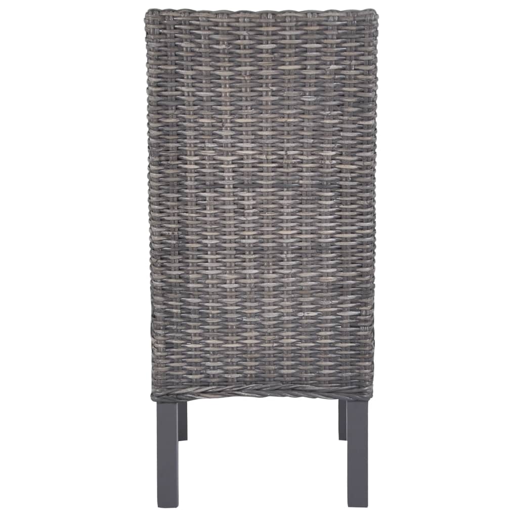 vidaXL Krzesła stołowe, 4 szt., brązowe, rattan Kubu i drewno mango