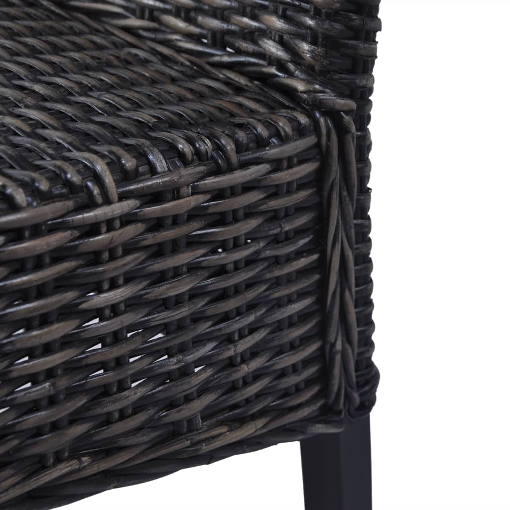 vidaXL Krzesła stołowe, 4 szt., czarne, rattan Kubu i drewno mango