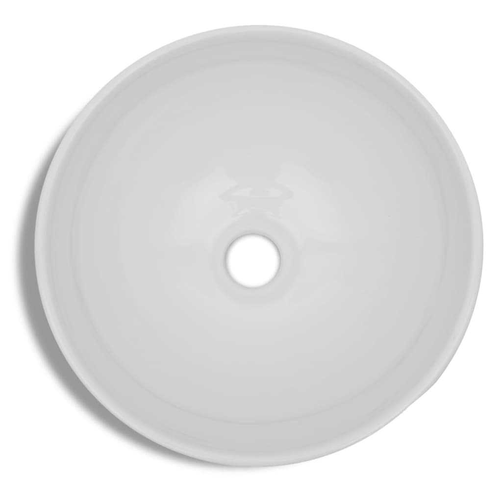 vidaXL Umywalka z baterią mieszającą, ceramiczna, okrągła, biała