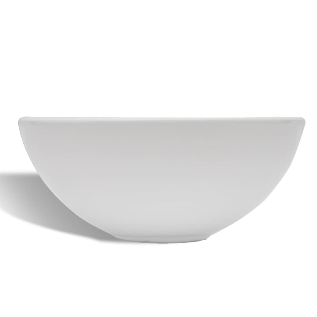 vidaXL Umywalka z baterią mieszającą, ceramiczna, okrągła, biała