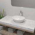 vidaXL Umywalka z baterią mieszającą, ceramiczna, owalna, biała