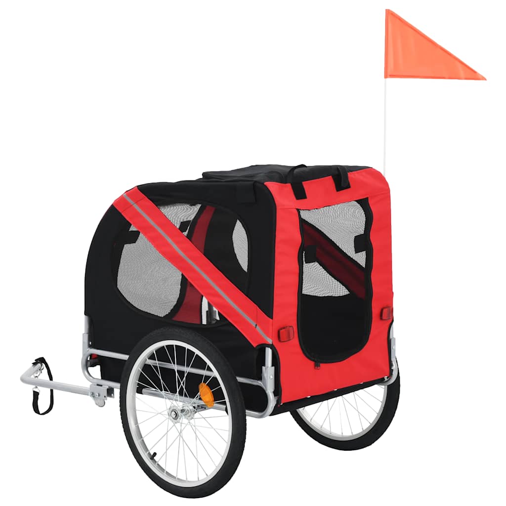 vidaXL Przyczepka rowerowa dla zwierząt, czerwono-czarna