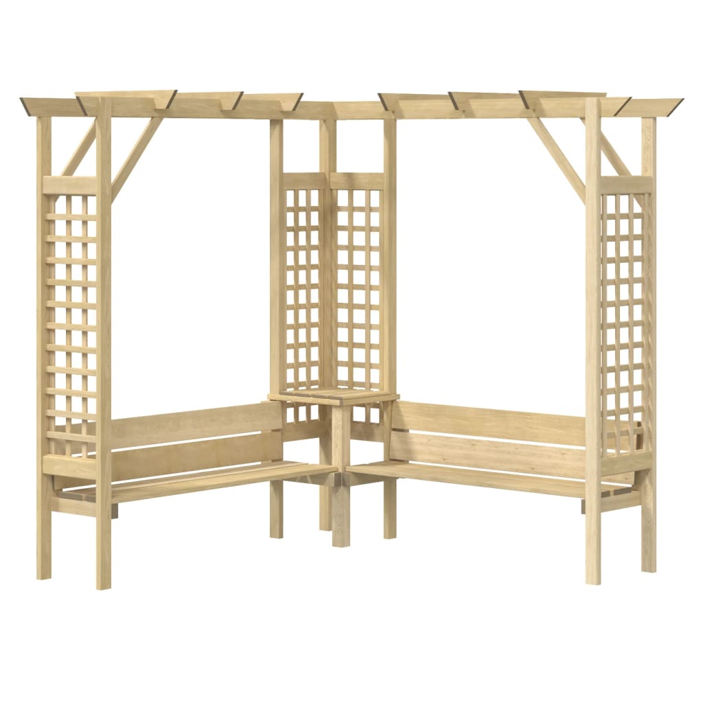 vidaXL Pergola narożna z ławką, impregnowane drewno sosnowe
