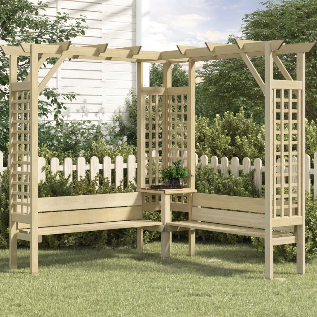 vidaXL Pergola narożna z ławką, impregnowane drewno sosnowe