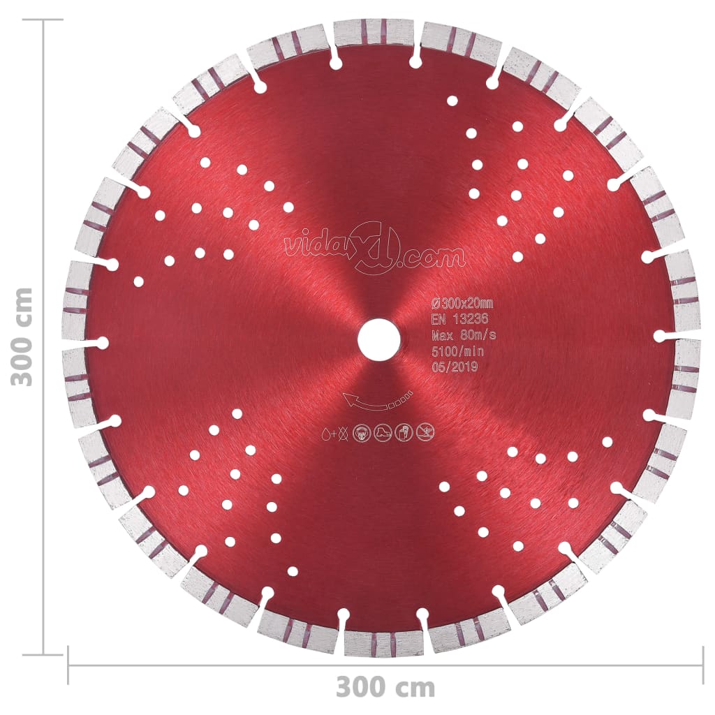 vidaXL Tarcza diamentowa turbo z otworami, stal, 300 mm
