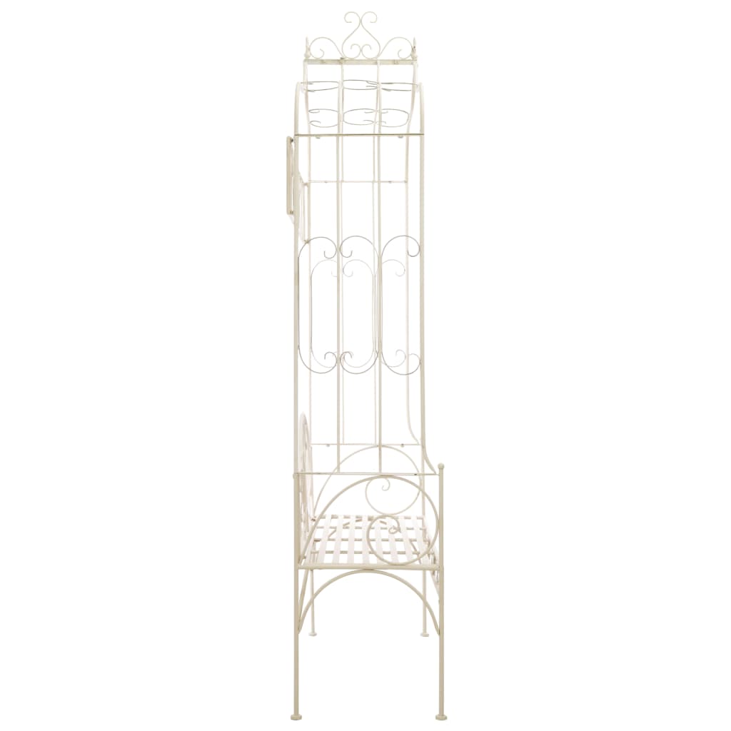 vidaXL Ławka ogrodowa, 122 cm, żelazo, antyczna biel