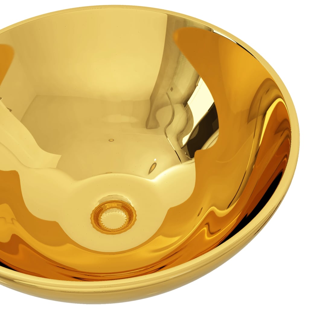 vidaXL Umywalka, 32,5 x 14 cm, ceramiczna, złota